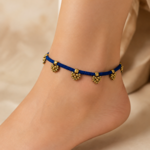 Royal Blue Dhokra Cluster Anklet
