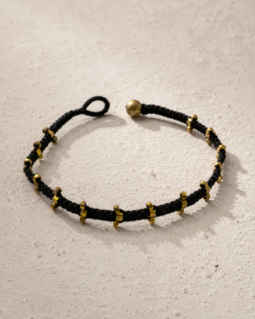 Black Brass Thread Anklet