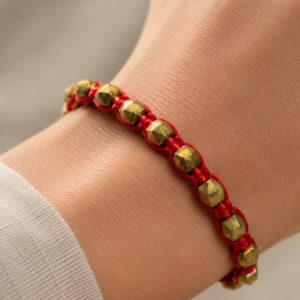 Crimson Dhokra Brass Bead Bracelet