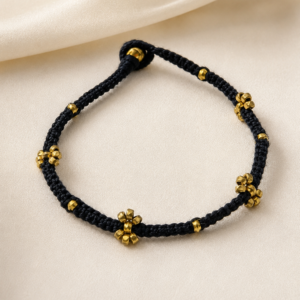 black-dhokra-floral-cluster-bracelet