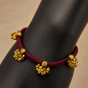 burgundy-brass-cluster-bracelet