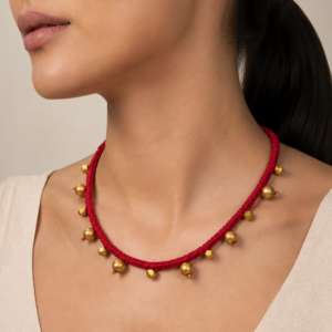 Crimson Dhokra Bead Necklace