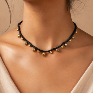 Black Dhokra Brass Bead Necklace