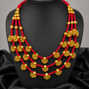 Crimson Dhokra Multi-Strand Choker