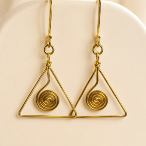 Handmade Brass Triangle Spiral Earrings