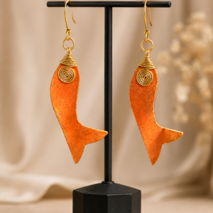 Dolphin Spiral Handmade Brass Earrings