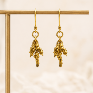 Golden Cascade Handmade Brass Bead Earrings