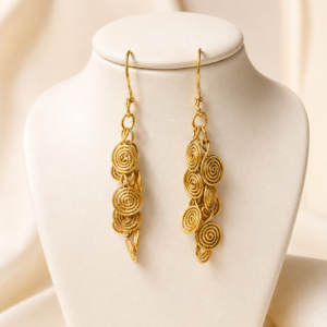 Golden Spiral Cluster Handmade Brass Earrings