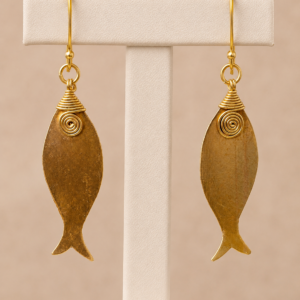 Fish Spiral Handmade Brass Earrings