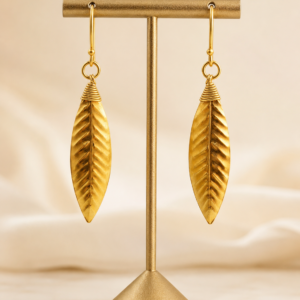Golden Leaf Brass Earrings