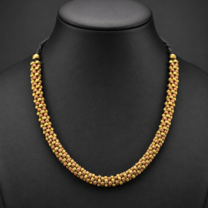 Dual-Tone Dhokra Brass and Copper Bead Necklace