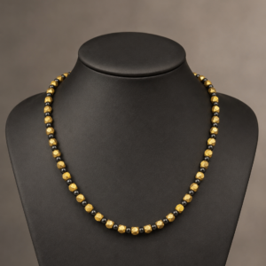 Golden Noir Handcrafted Brass & Glass Bead Necklace