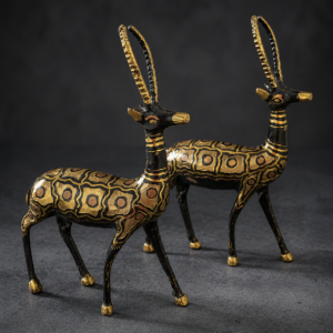 Handcrafted Dhokra Blackbuck Deer Figurine Set