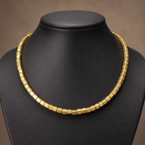 Bold Square Brass Bead Short Necklace