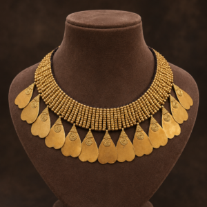 Handcrafted Brass Bead Petal Fringe Choker