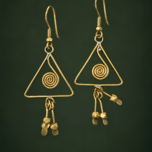 Handcrafted Brass Triangle Spiral Fringe Earrings