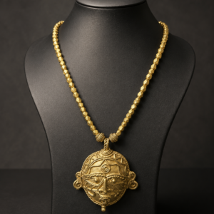 Dhokra Tribal Face Pendant Necklace
