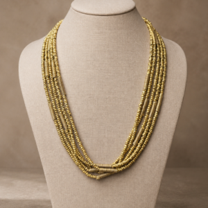 Handcrafted Brass Bead and Spiral Multi-Layer Necklace
