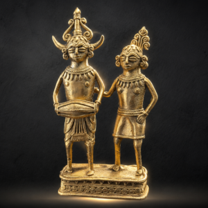 Handcrafted Dhokra Tribal Drummer Duo Figurine