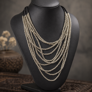 Silver-Tone White Metal Multi-Layer Necklace