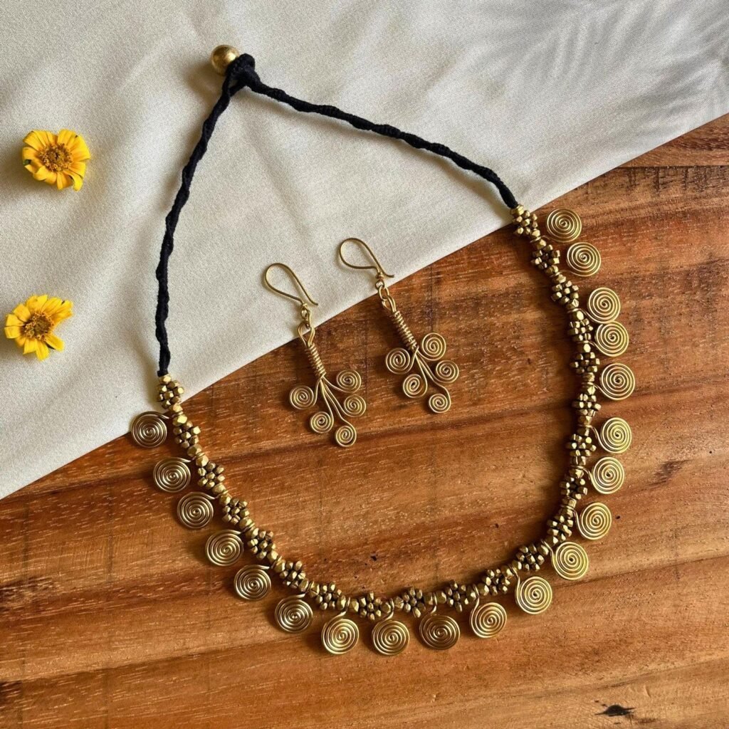 Handcrafted brass and Dhokra jewellery care guide by LoomiQ