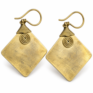 Square Spiral Dhokra Brass Earrings