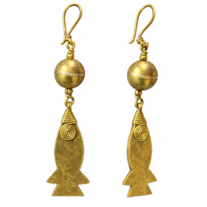 Ball Fish Dhokra Brass Earrings
