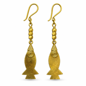 Beaded Fish Dhokra Brass Earrings
