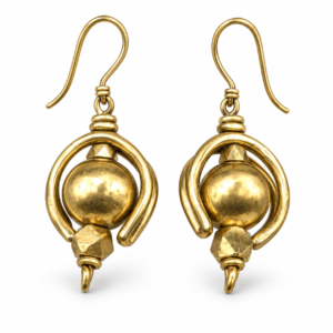 Caged Ball Dhokra Brass Earrings