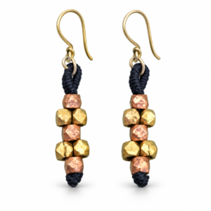Two-Tone Bead Dhokra Brass Earrings