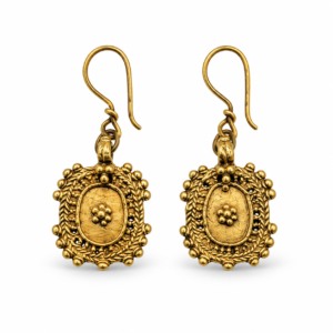 Floral Medallion Dhokra Brass Earrings