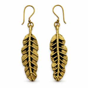 Skeleton Leaf Dhokra Brass Earrings