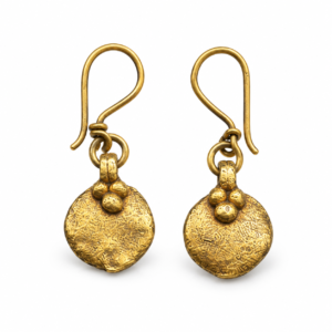 Textured Coin Dhokra Brass Earrings
