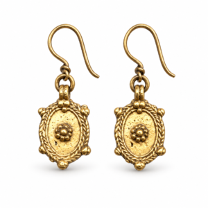 Oval Floral Medallion Dhokra Brass Earrings