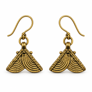 Double Fan Dhokra Brass Earrings