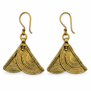 Triangle Fan Dhokra Brass Earrings