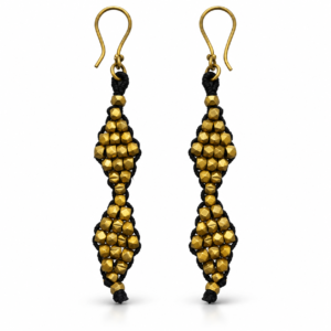 Double Bead Cluster Dhokra Brass Earrings