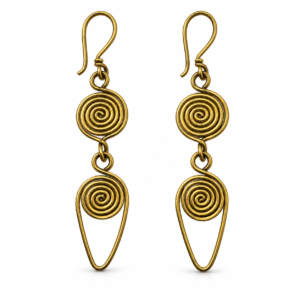 Double Spiral Drop Dhokra Brass Earrings