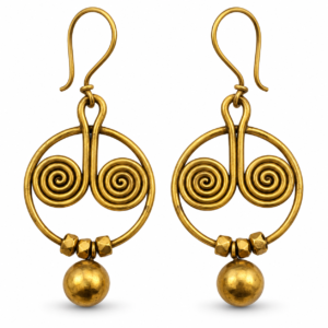 Twin Spiral Ball Hoop Dhokra Brass Earrings