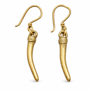 Curved Horn Dhokra Brass Earrings