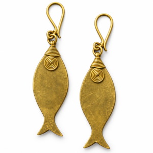 Fish Spiral Dhokra Brass Earrings