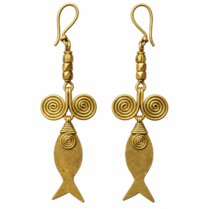 Spiral Fish Drop Dhokra Brass Earrings