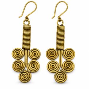 Five Spiral Vine Dhokra Brass Earrings