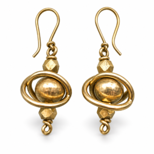 Saturn Ball Dhokra Brass Earrings