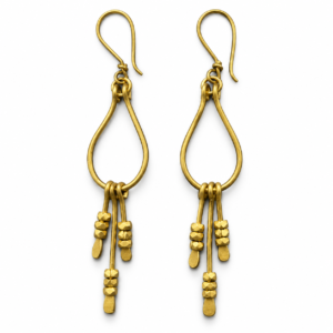 Teardrop Fringe Dhokra Brass Earrings