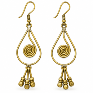 Beaded Teardrop Dhokra Brass Earrings