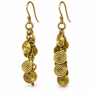 Spiral Chain Cascade Dhokra Brass Earrings