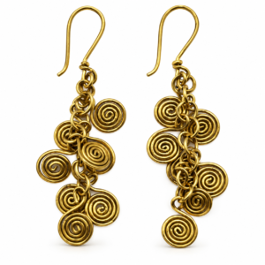 Spiral Cascade Dhokra Brass Earrings