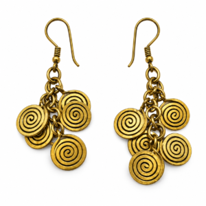 Triple Spiral Cascade Dhokra Brass Earrings