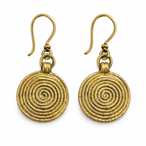 Round Spiral Disc Dhokra Brass Earrings